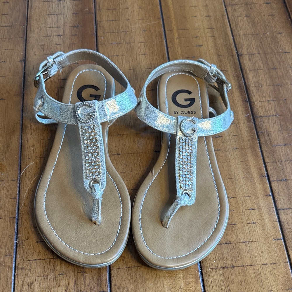 G by Guess Shimmering Gold Silver Sandals 6M